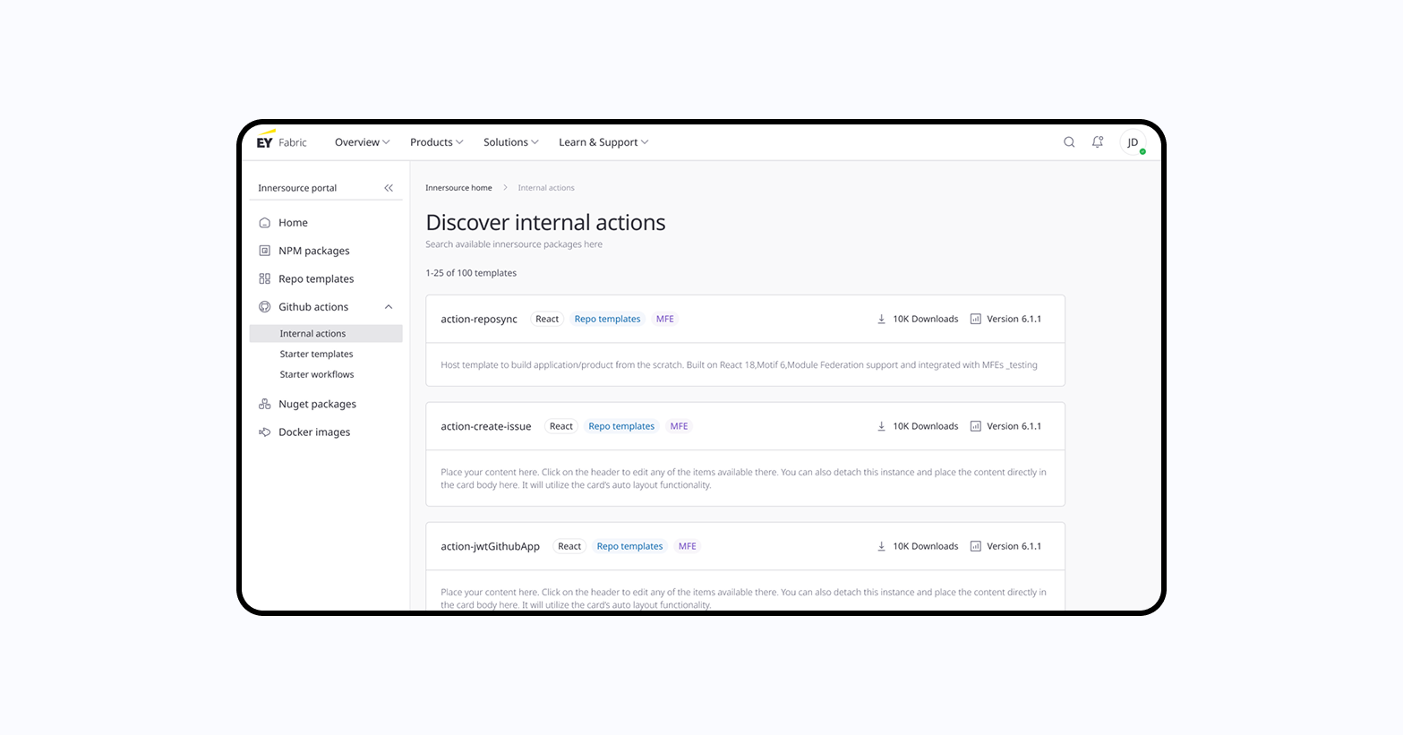 InnerSource — left-hand navigation (after)